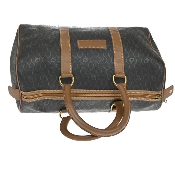 CHRISTIAN DIOR Logo Honeycomb Travel Hand Bag PVC Leather Brown Frannce - Picture 6 of 14